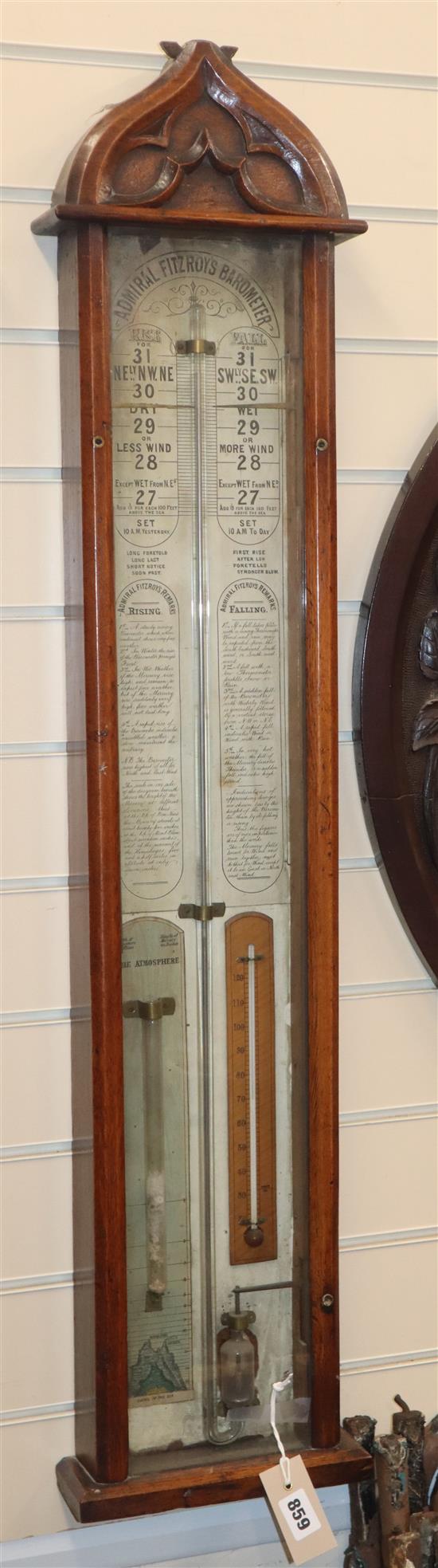 An Admiral Fitzroy oak barometer H.110cm